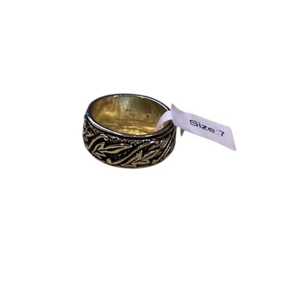 PARK LANE Jewelry Celtic Wide Band Ring Black & Silver Size 7